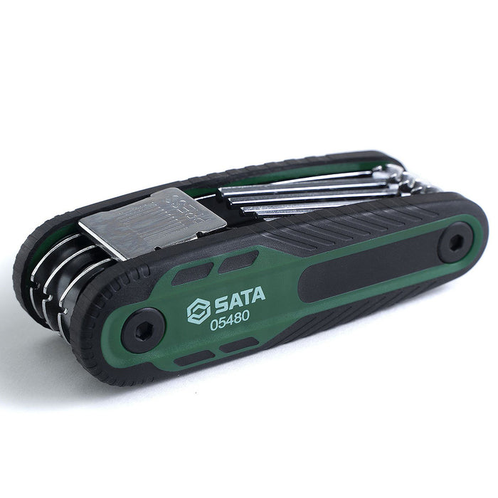 Bộ lục giác gập hệ mét 8 chi tiết SATA 05480 kích thước từ 1.5mm - 8mmm