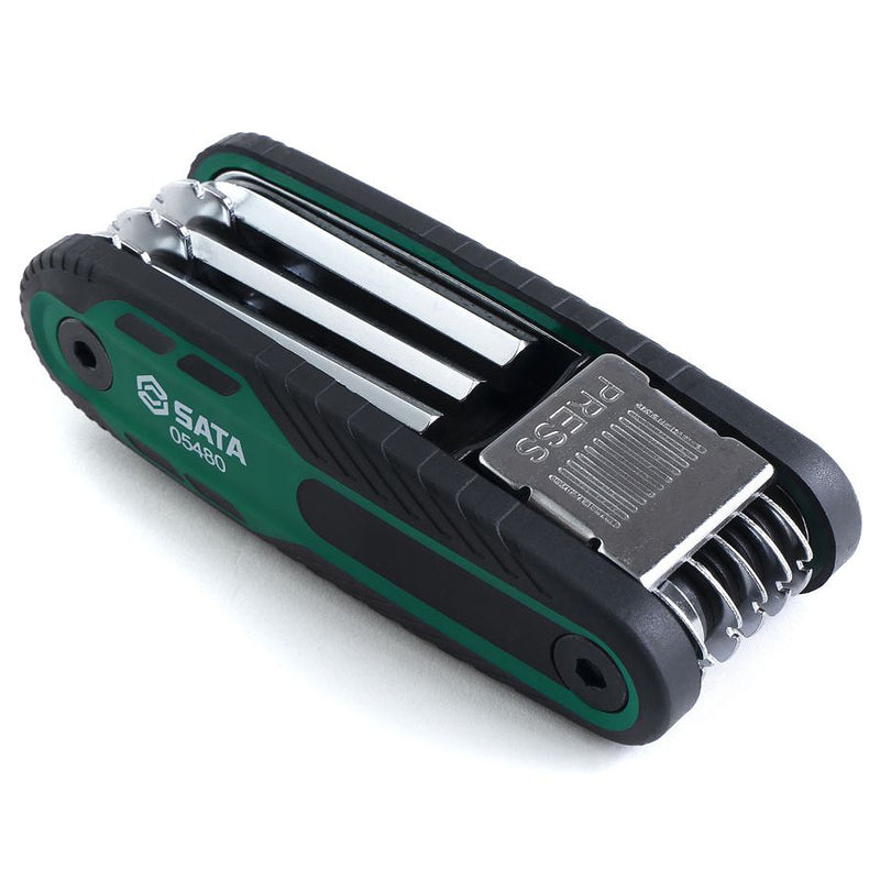 Bộ lục giác gập hệ mét 8 chi tiết SATA 05480 kích thước từ 1.5mm - 8mmm