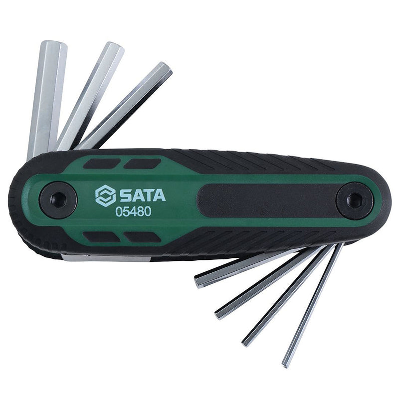Bộ lục giác gập hệ mét 8 chi tiết SATA 05480 kích thước từ 1.5mm - 8mmm