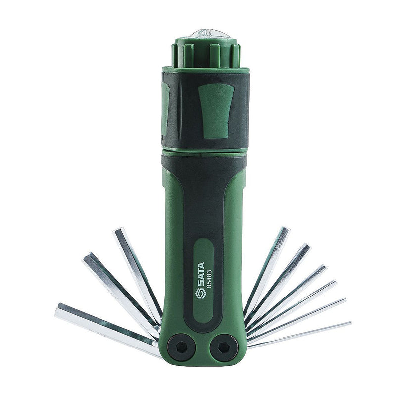 Bộ lục giác gập 16 chức năng SATA 05483 tích hợp tay vặn vít tự động, chất liệu Cr-V cao cấp