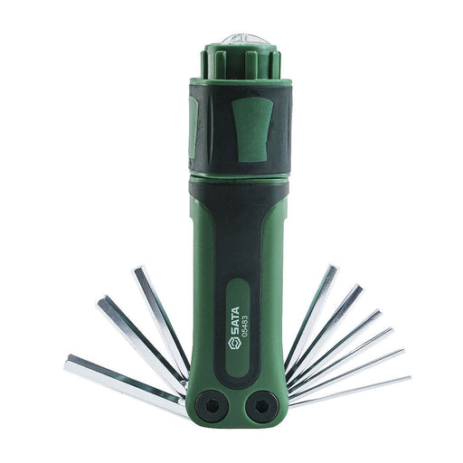 Bộ lục giác gập 16 chức năng SATA 05483 tích hợp tay vặn vít tự động, chất liệu Cr-V cao cấp