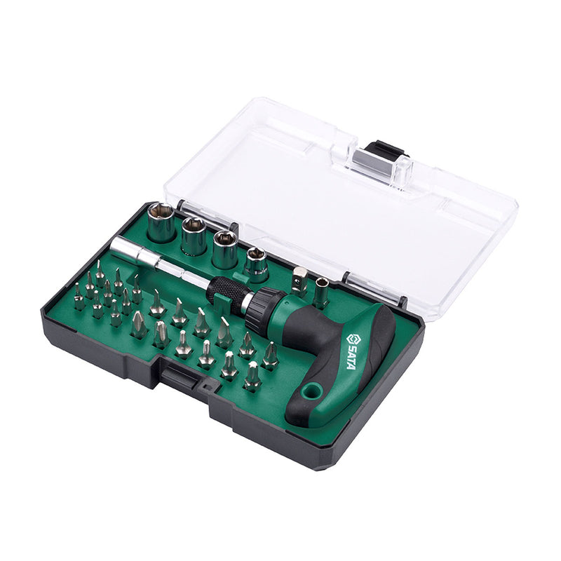 Bộ đầu tuýp và mũi vặn vít 29 chi tiết SATA 05493, dụng cụ sửa chữa đa năng, chất liệu Cr-V cao cấp.