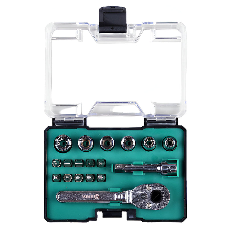 Bộ mũi vặn vít, đầu tuýp kèm cần siết tự động 18 chi tiết SATA 05496