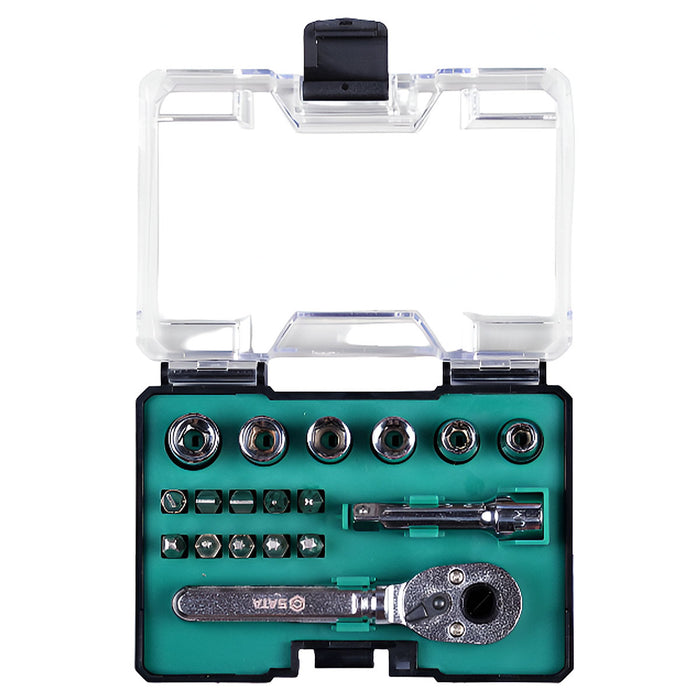 Bộ mũi vặn vít, đầu tuýp kèm cần siết tự động 18 chi tiết SATA 05496