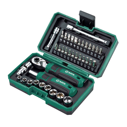 Bộ đầu tuýp và mũi vặn vít SATA 05498 38 chi tiết cốt 1/4 inch.