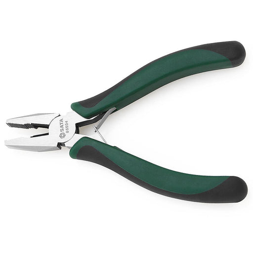Kìm mini đa năng SATA 05504, 125mm, thép carbon, tay cầm chống trượt, cắt dây thép mềm Ø1.5mm, cứng Ø1.0mm.