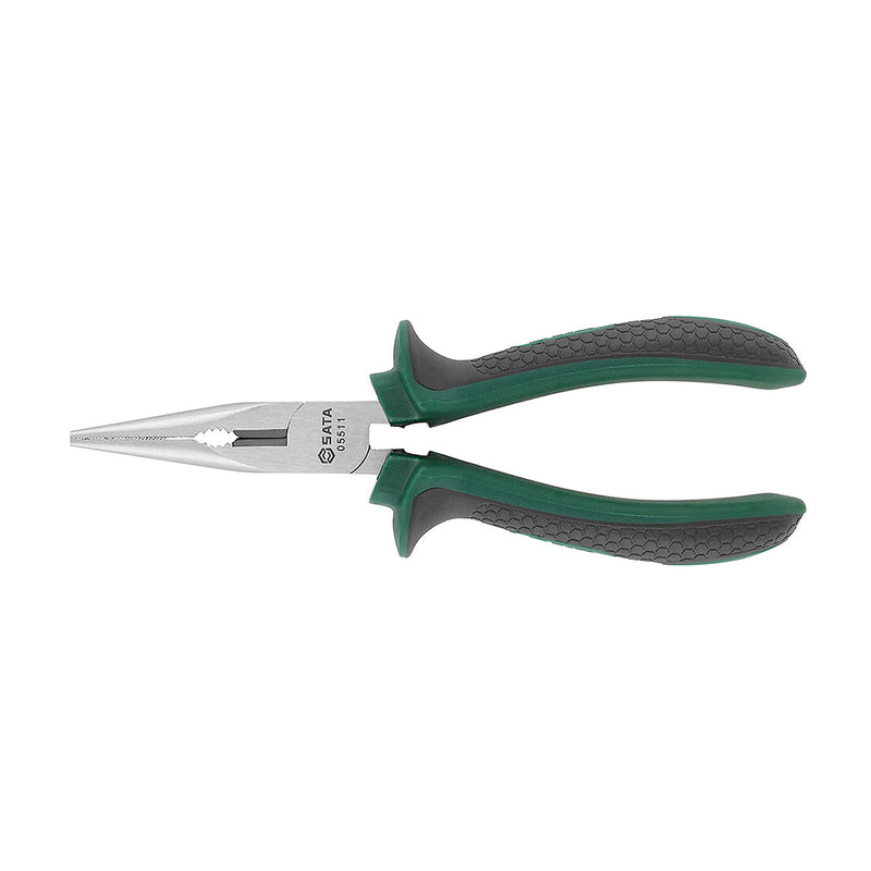 Kìm mũi nhọn SATA 125mm 05511 | Thép hợp kim CR-NI, tay cầm bọc cao su, thao tác chi tiết nhỏ.