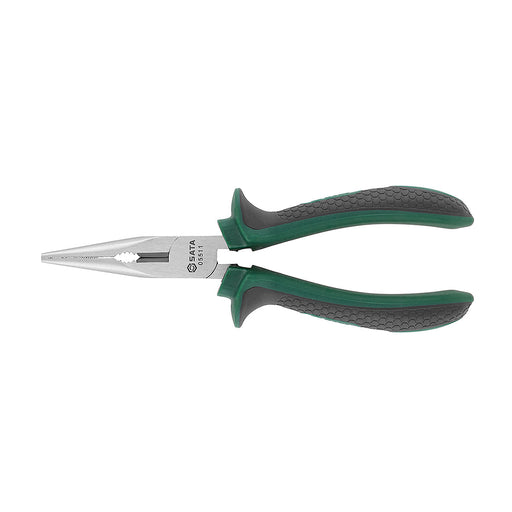 Kìm mũi nhọn SATA 125mm 05511 | Thép hợp kim CR-NI, tay cầm bọc cao su, thao tác chi tiết nhỏ.