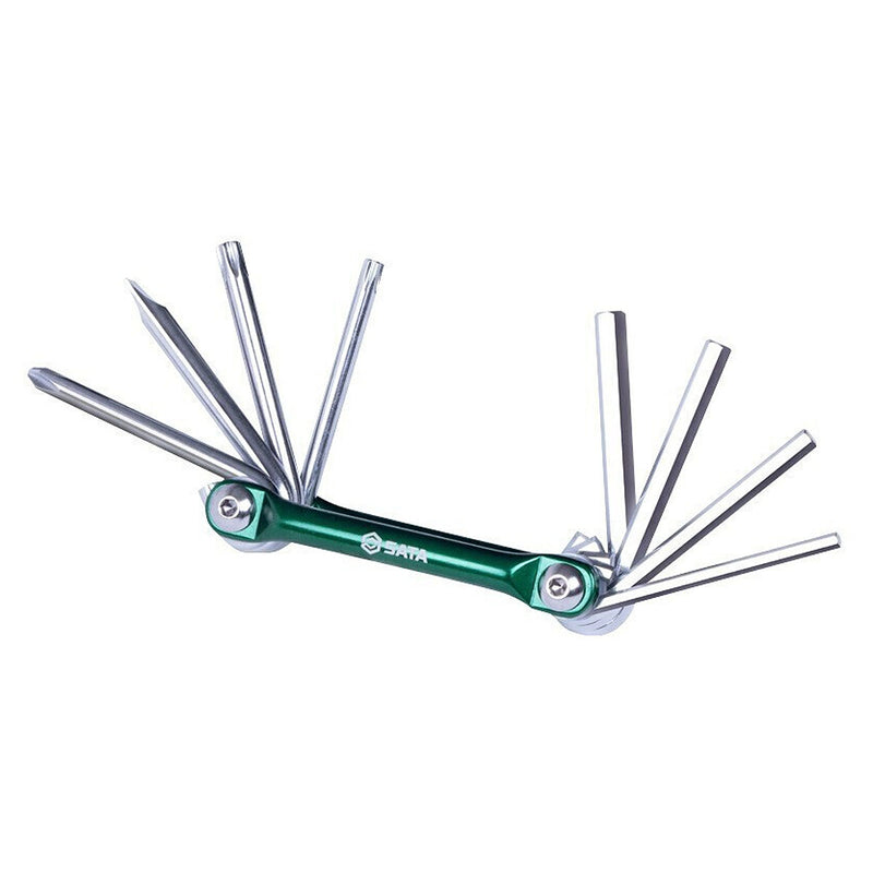 Bộ lục giác và tua vít dạng gập 8 chi tiết SATA 05566