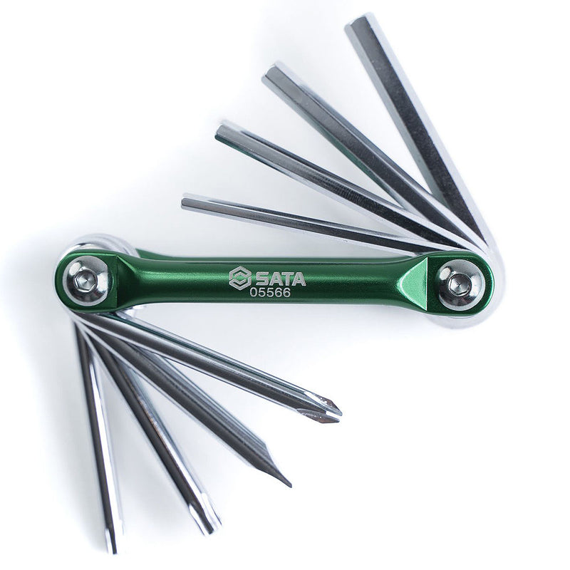 Bộ lục giác và tua vít dạng gập 8 chi tiết SATA 05566