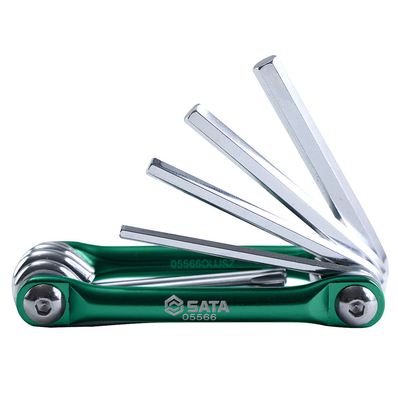 Bộ lục giác và tua vít gập 8 chi tiết SATA 05566 | Thép Cr-V, mạ chrome | Đa năng, tiện lợi