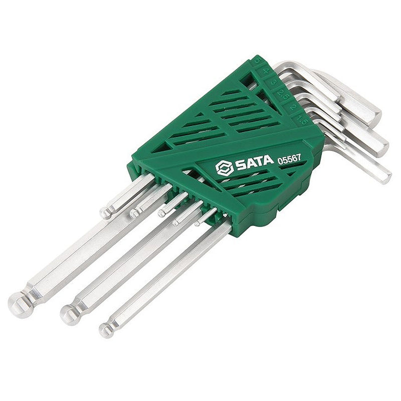 Bộ lục giác đầu bi 9 chi tiết SATA 05567 kích thước từ 1.5mm - 10mm
