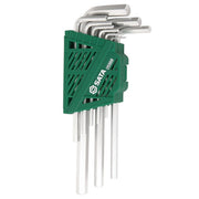 Bộ lục giác bi 9 chi tiết SATA 05568, hệ mét, kích thước 1.5mm-10mm, thép Cr-V, mạ Chrome, loại dài.