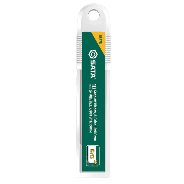 Hộp 10 lưỡi dao rọc giấy, thép SK2 SATA 05676 kích thước 18mm x 100mm