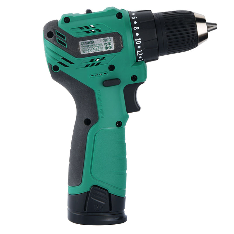 Máy khoan gỗ thép SATA 05803 dùng Pin 12V, đầu kẹp 10mm