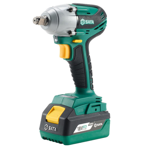 Máy siết bu lông SATA 05818 18V cốt 1/2 inch, động cơ Brushless, lực siết 300Nm, pin 4.0Ah, sạc nhanh.