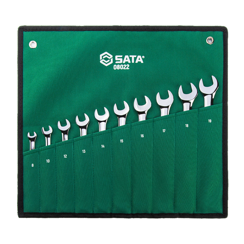 10PCS コンビネーションレンチセット 8mm～19mm SATA 08022