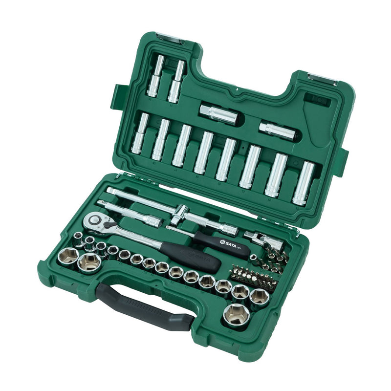 Bộ đầu tuýp 58 chi tiết 1/2inch hệ mét SATA 09007