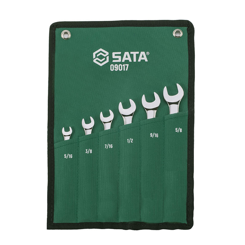 6点セット フルポリッシュ コンビネーションレンチセット、S.A.E. 5/16 inch～5/8 inch SATA 09017