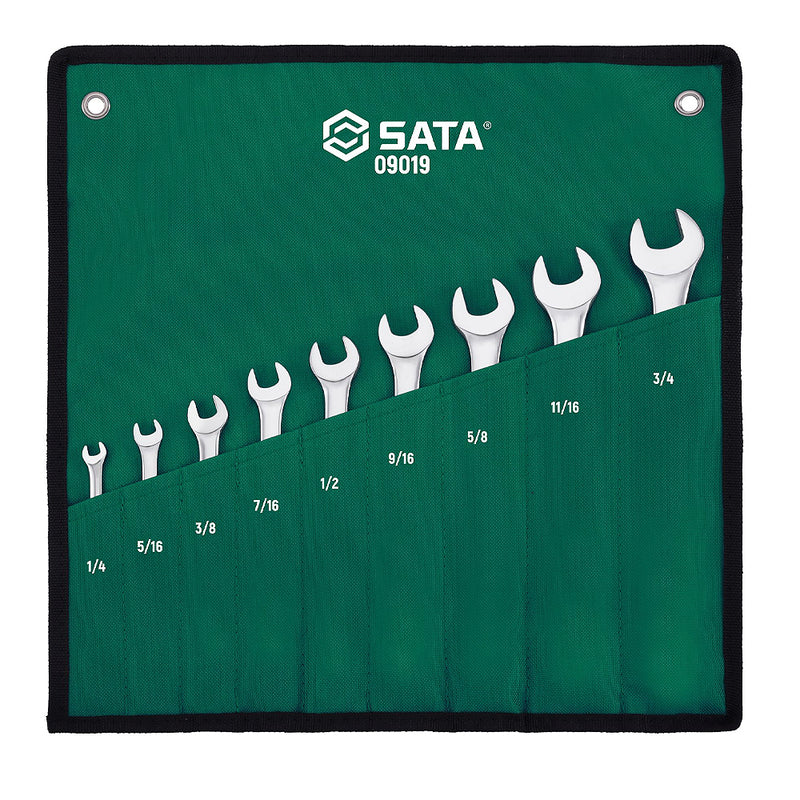 Bộ cờ lê vòng-miệng 9 chi tiết hệ inch SATA 09019 kích thước từ 1/4 inch - 3/4 inch
