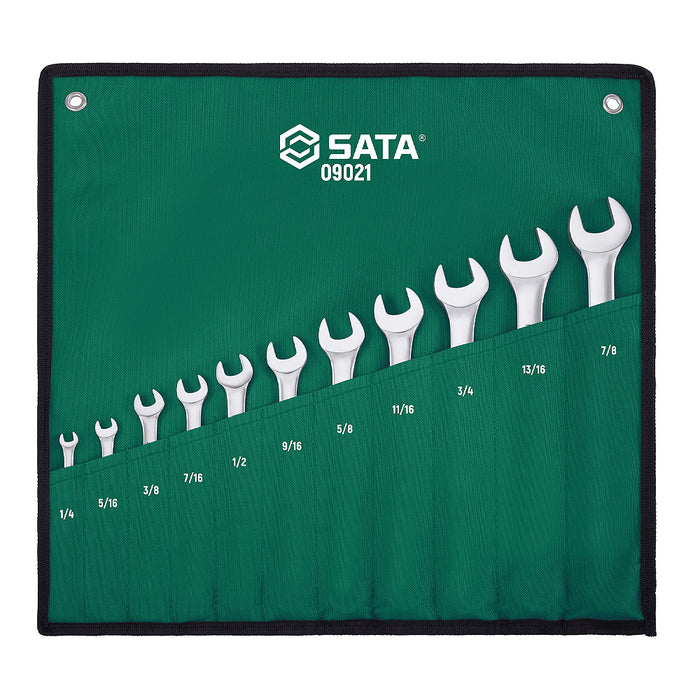 Bộ cờ lê vòng-miệng 11 chi tiết hệ inch SATA 09021 kích thước từ 1/4 inch - 7/8 inch