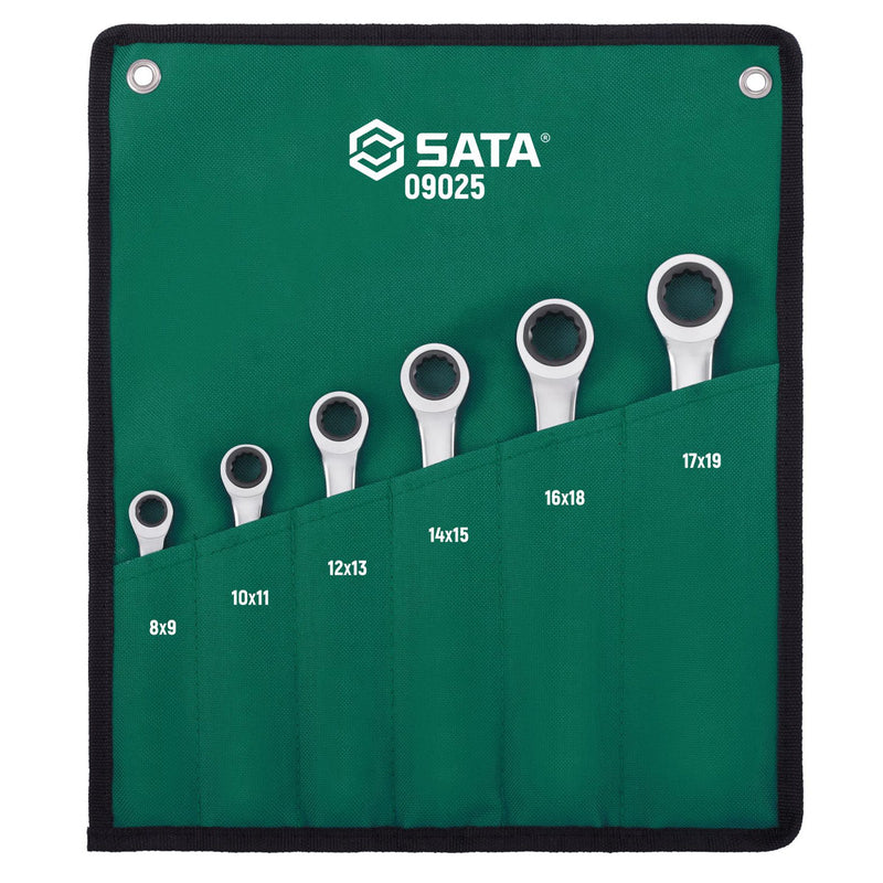 Bộ cờ lê 2 đầu vòng tự động 6 chi tiết SATA 09025 kích thước từ 8mm - 19mm