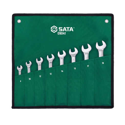 Bộ cờ lê vòng miệng tự động đảo chiều SATA 09041 8 chi tiết 8-18mm, thép Cr-V, bánh cóc 72 răng.