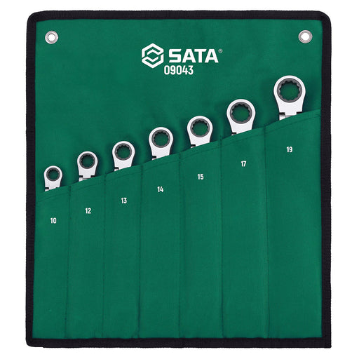 Bộ cờ lê vòng miệng lắc léo tự động SATA 09043 7 chi tiết từ 10mm-19mm