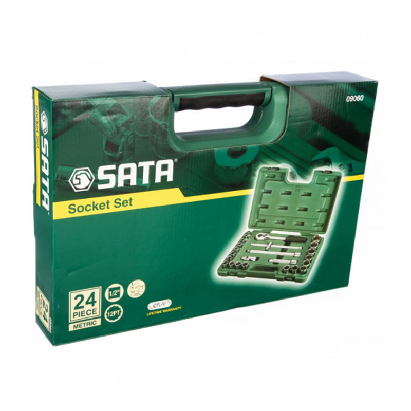 24Pc. 1/2 inch Dr. 12pt Socket Set SATA 09060