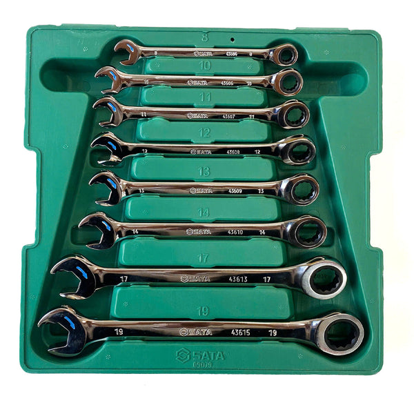 Bộ khay cờ lê vòng miệng tự động 8 chi tiết SATA 09079 kích thước từ 8mm - 19mm