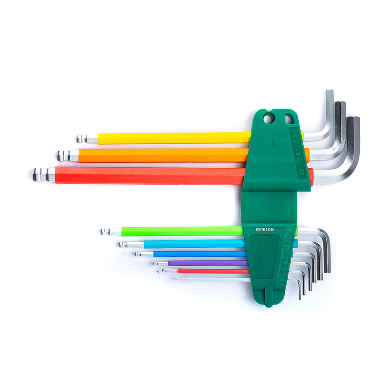 カラーシリーズ 9Pc. エクストラロングボールポイント六角レンチセット 09101CH SATA