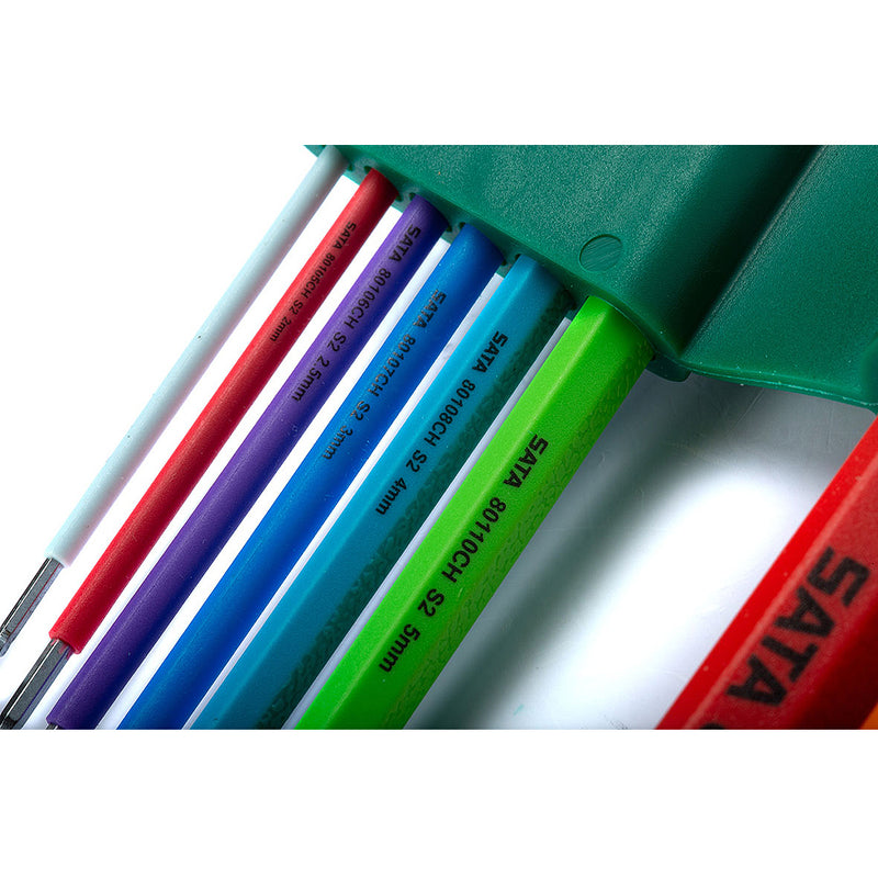 カラーシリーズ 9Pc. エクストラロングボールポイント六角レンチセット 09101CH SATA
