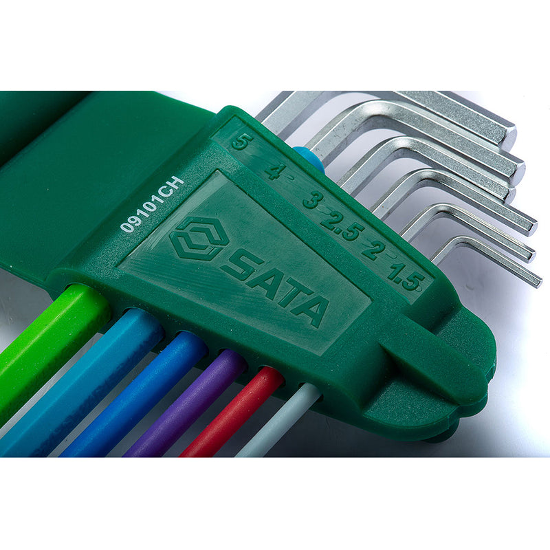 カラーシリーズ 9Pc. エクストラロングボールポイント六角レンチセット 09101CH SATA