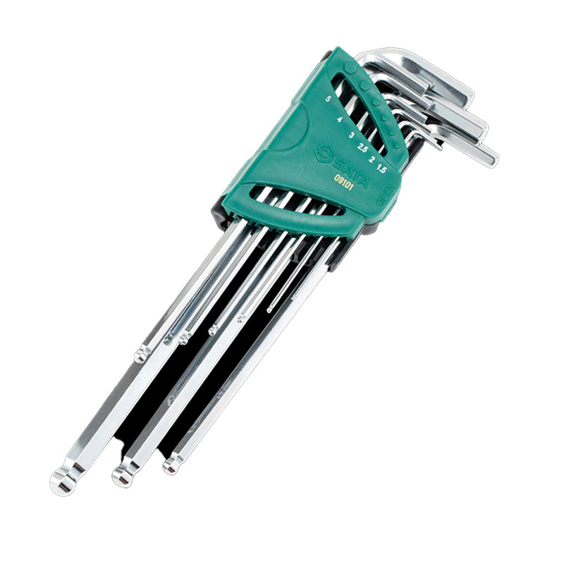 9Pc. Extra Long Ball Point Hex Key Set SATA 09101