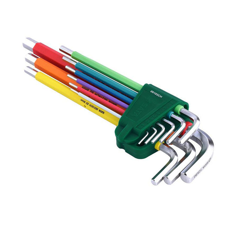 カラーシリーズ 9本組 エクストラロング六角レンチセット 09103CH SATA
