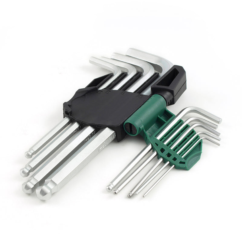 ロングアームボールポイント六角レンチセット 9本入り MM (Cr-V) SATA 09105A