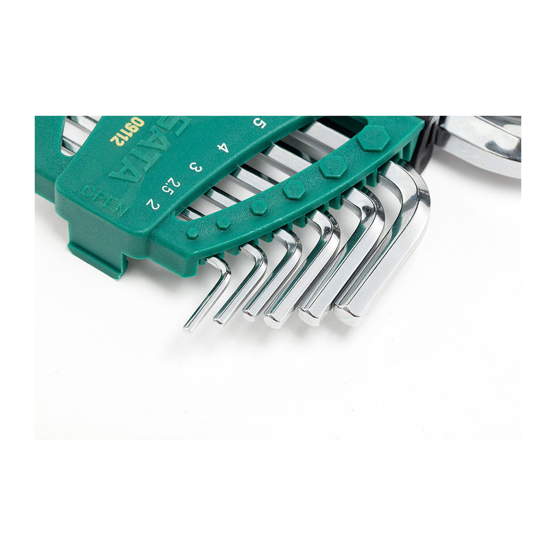 Bộ lục giác đầu bi, hệ mét 10 chi tiết SATA 09112 kích thước từ 2mm - 10mm