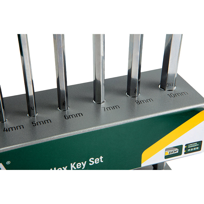 Bộ lục giác đầu bi 9 chi tiết, tay cầm chữ T, Chất liệu bằng thép SVCM SATA 09117