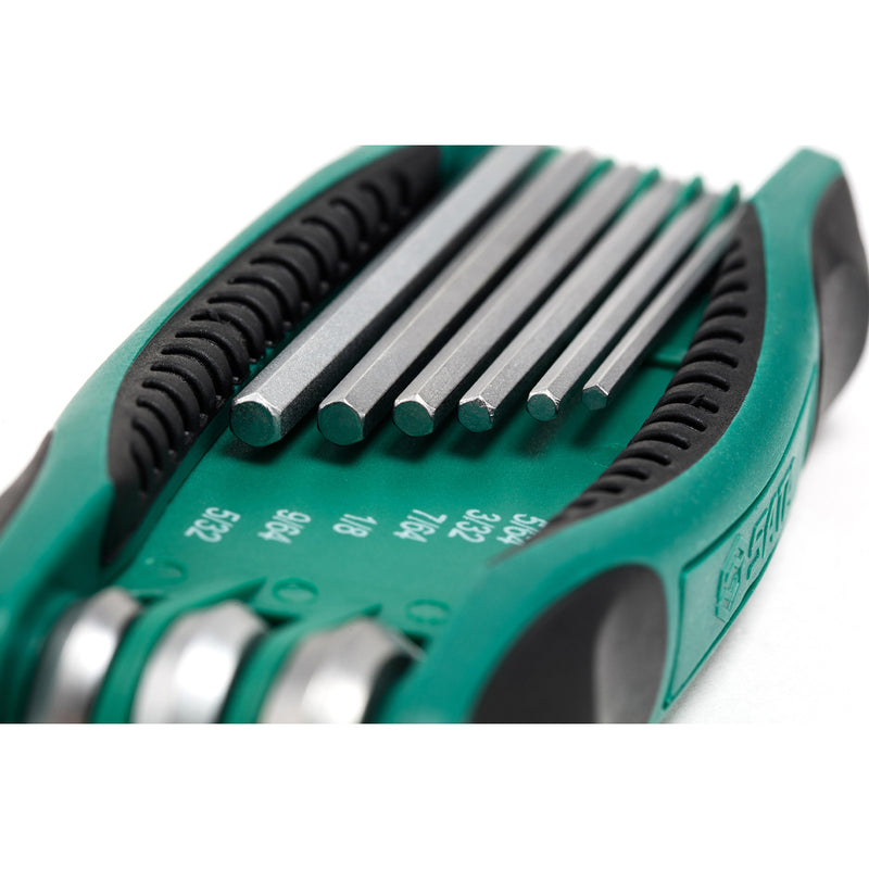 Bộ lục giác gập 8 chi tiết, đầu thẳng - hệ inch SATA 09122