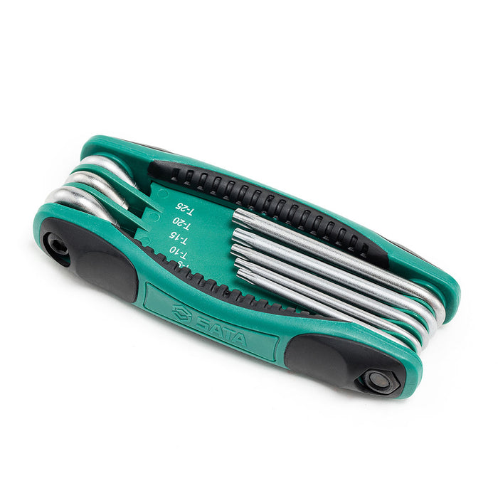 Bộ lục giác sao 8 chi tiết dạng gập SATA 09123NT loại có lỗ ở giữa