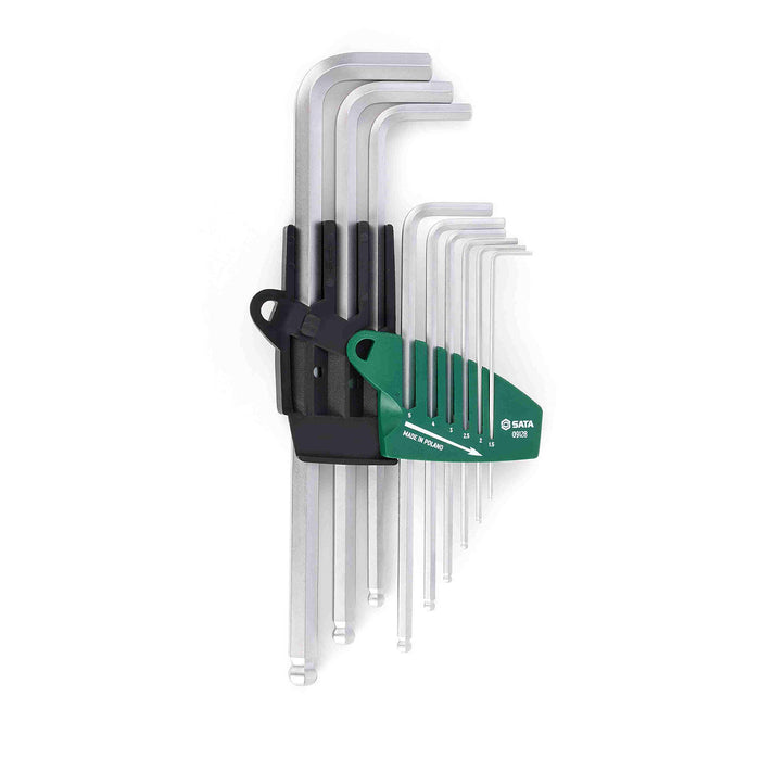 Bộ lục giác loại siêu dài, đầu bi SATA 09128 dòng G-Series , hệ mét, 9 chi tiết