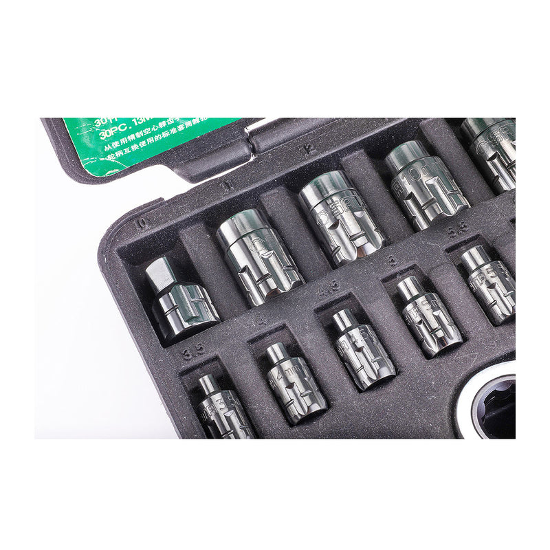 30個入り 13&amp;2MM Dr. パススルー ラチェットセット SATA 09132