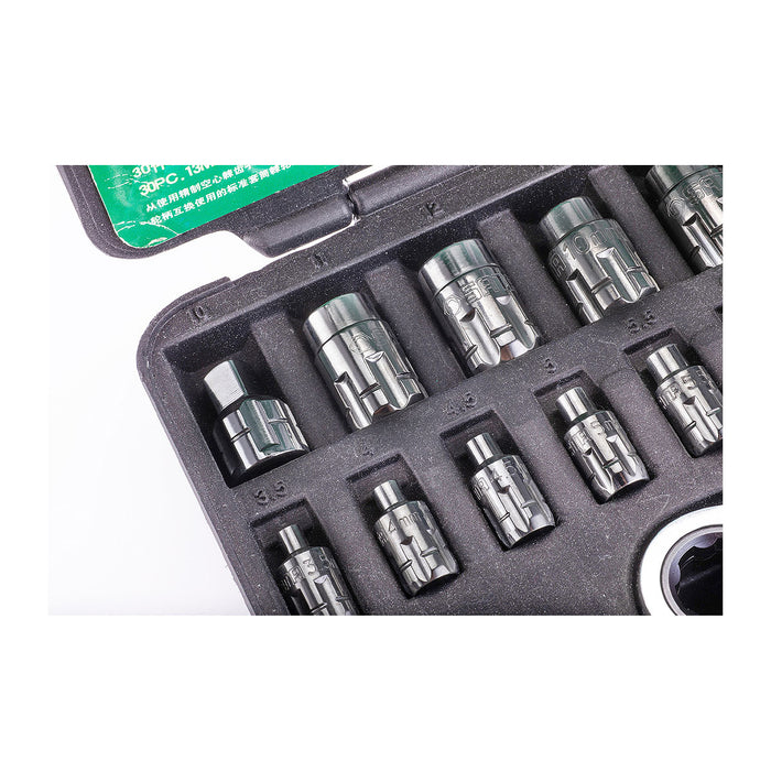 Bộ đầu tuýp xuyên tâm SATA 09132, kích thước 13 x 20mm, 30 chi tiết