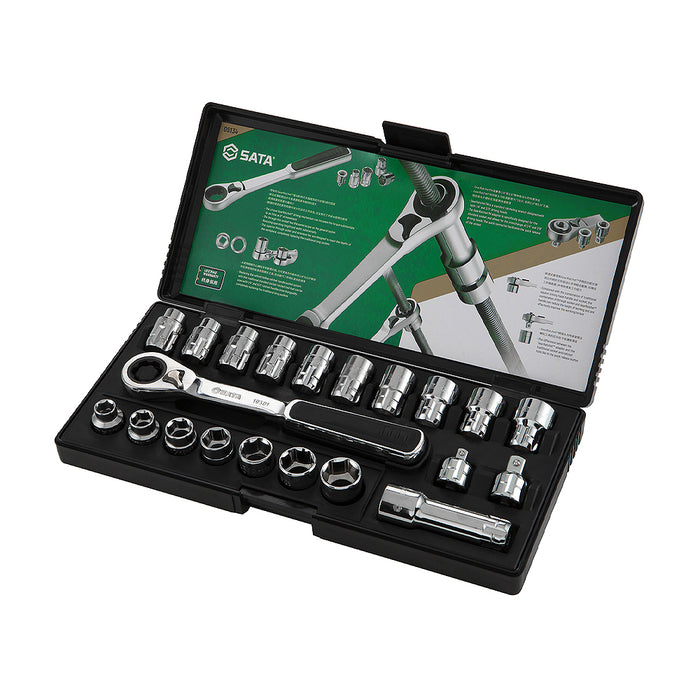 Bộ đầu tuýp và cần siết xuyên tâm 20mm 21 chi tiết SATA 09134