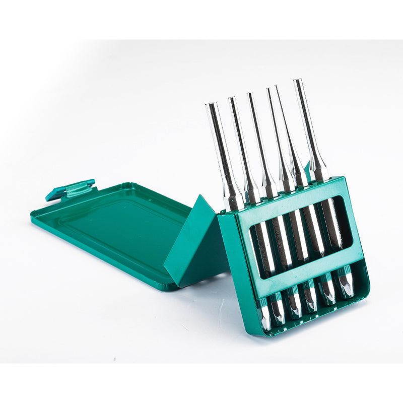 Bộ mũi đột 6 chi tiết dài 150mm
(size: 2mm 3mm 4mm 5mm 6mm 8mm) Chất liệu: thép crom SATA 09162