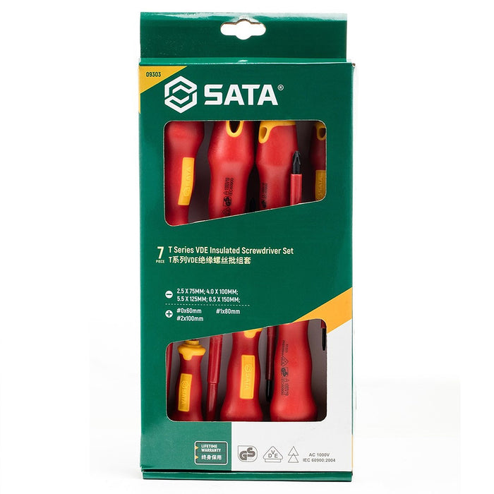 Bộ tua vít cách điện 1000V, 7 chi tiết SATA 09303