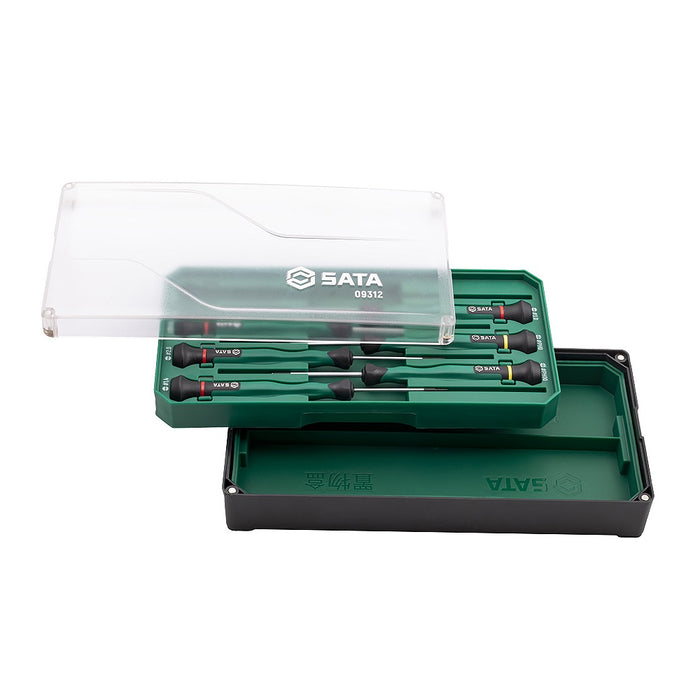 Bộ tuốc nơ vít độ chính xác cao gồm đầu dẹp và bake 6 chi tiết SATA 09312