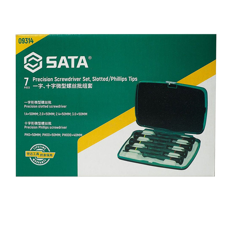 精密ドライバーセット 7本組、マイナス/プラスチップ SATA 09314