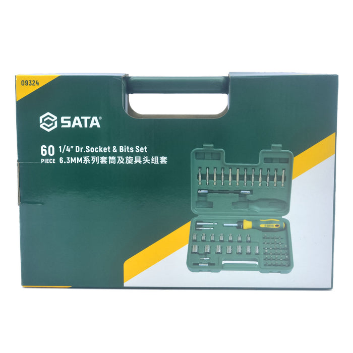 Bộ đầu tuýp 60 chi tiết cần tự động cần 1/4inch  SATA 09324