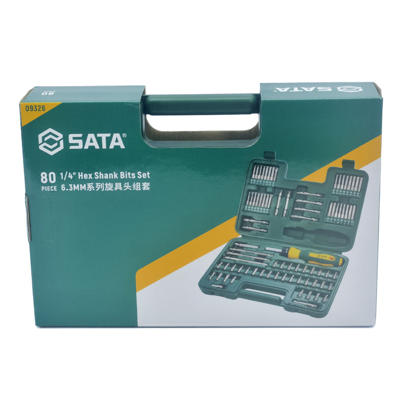 80個1/4 inch 六角シャンクビットセット SATA 09326